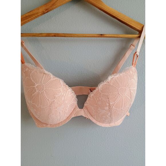 Victoria's secret light pink lace push-up bra womens 32DD - Picture 2 of 11